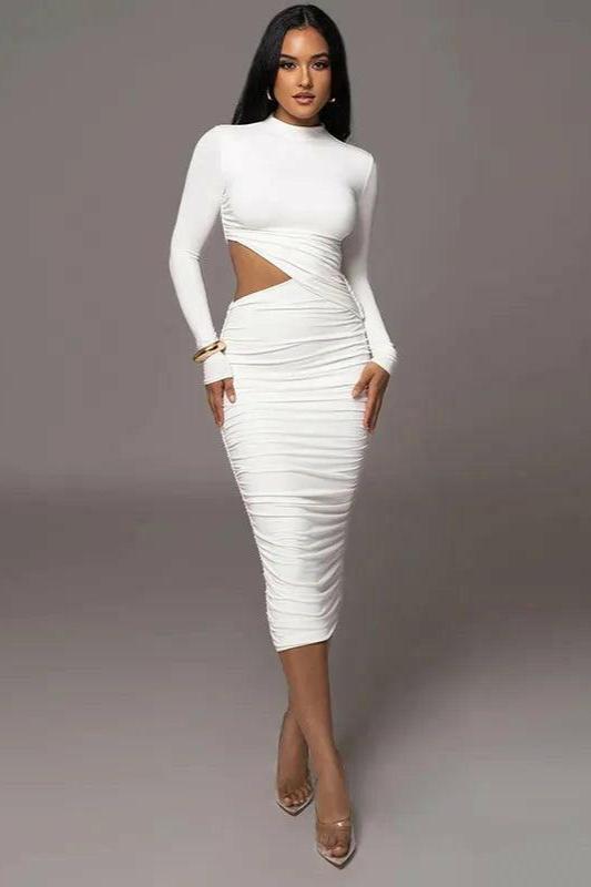 Slimline Bodycon Dress for Women White