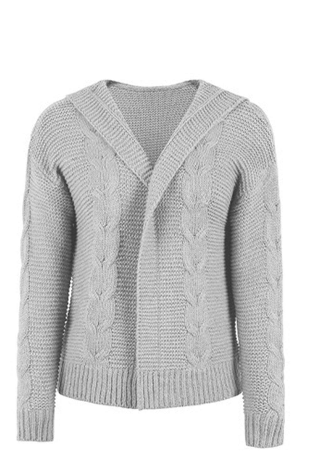 Cable-Knit Dropped Shoulder Hooded Cardigan | On sale | 65%