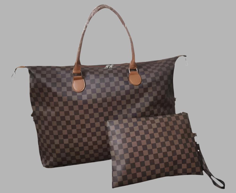 Checkered Two-Piece Tote Bag Set 