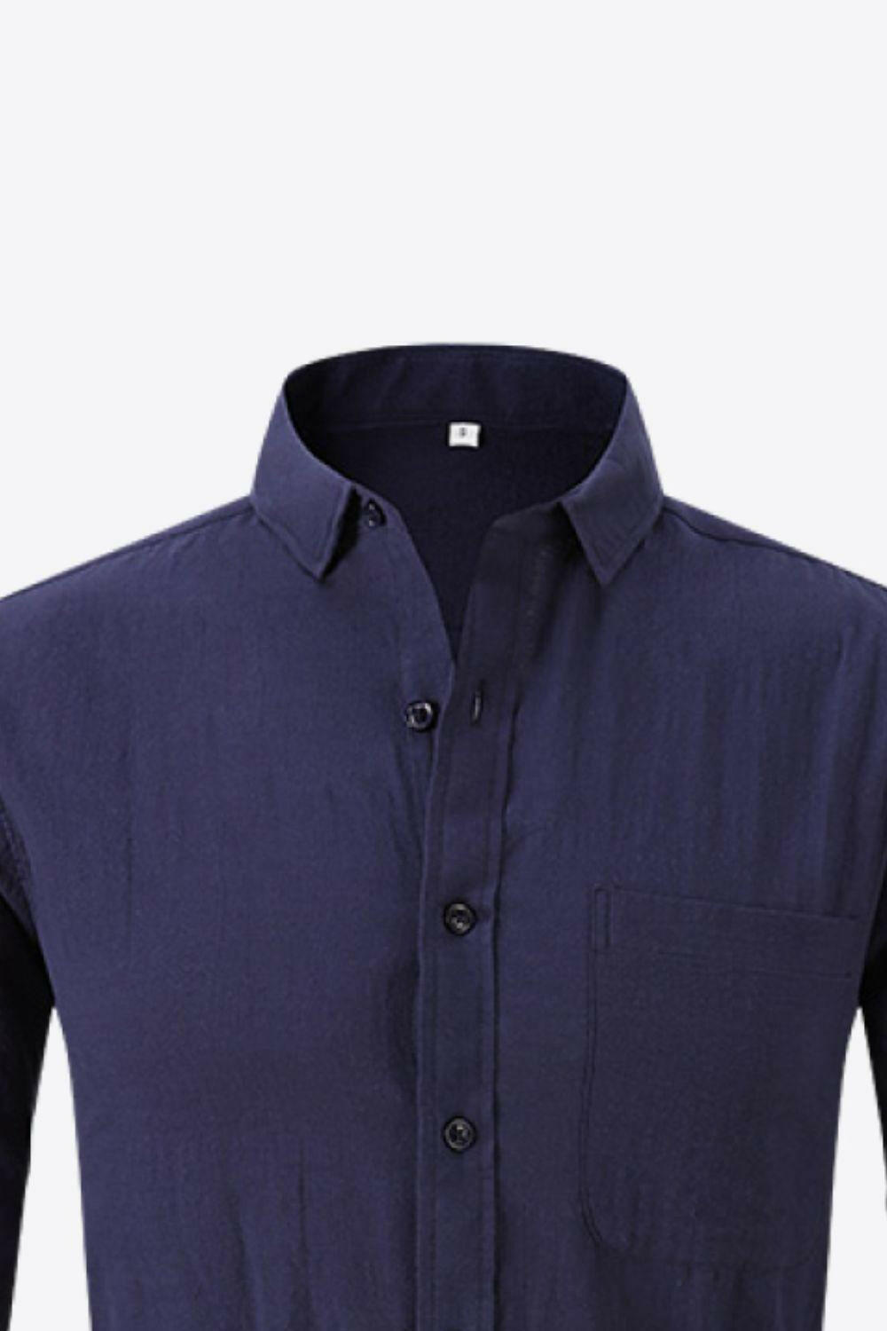 Buttoned Long-Sleeve Collared Shirt 