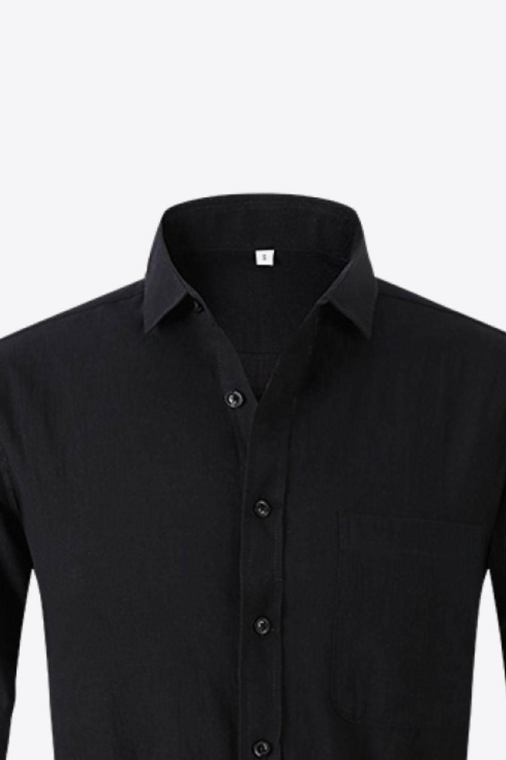 Buttoned Long-Sleeve Collared Shirt 