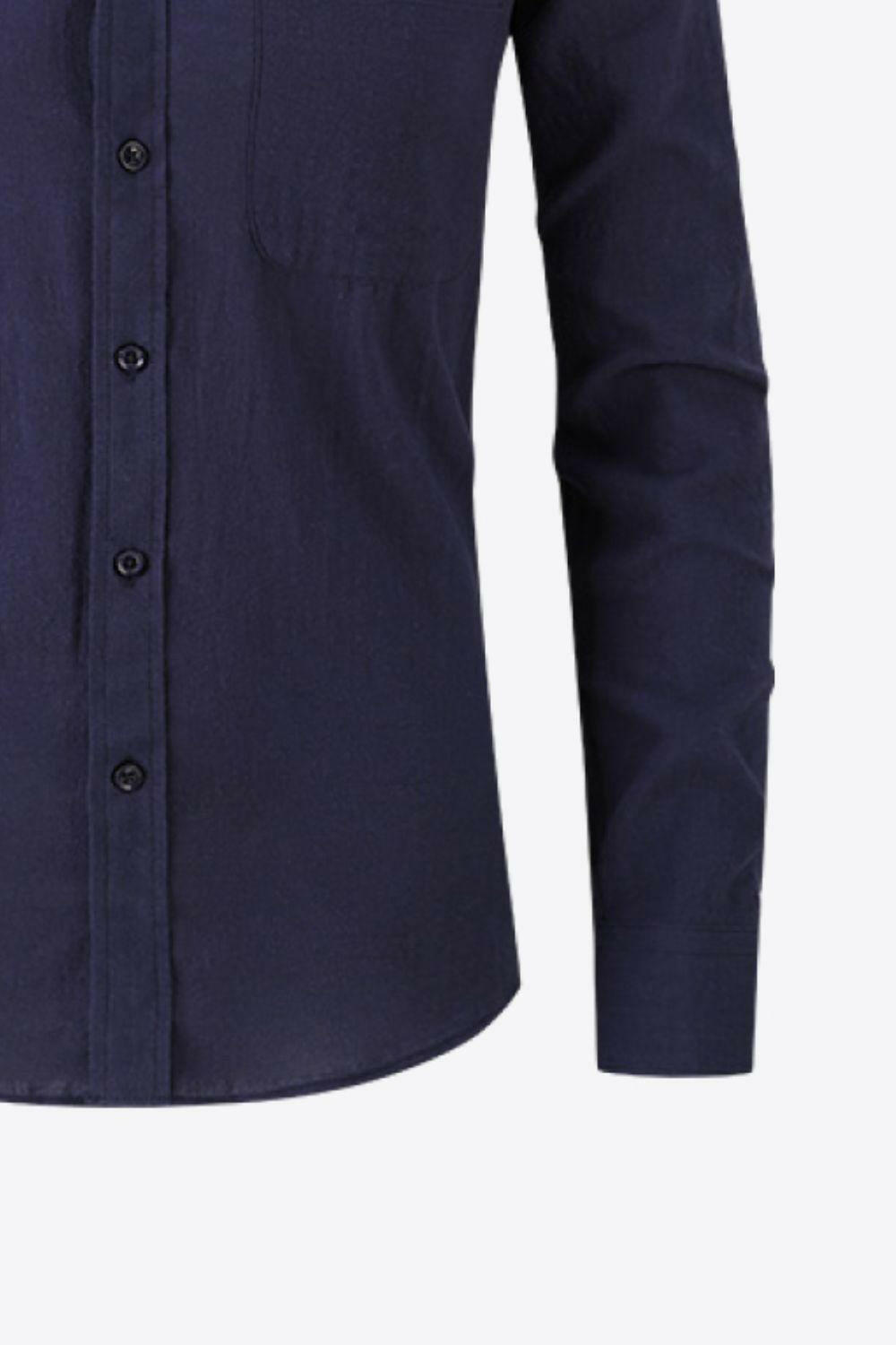 Buttoned Long-Sleeve Collared Shirt 