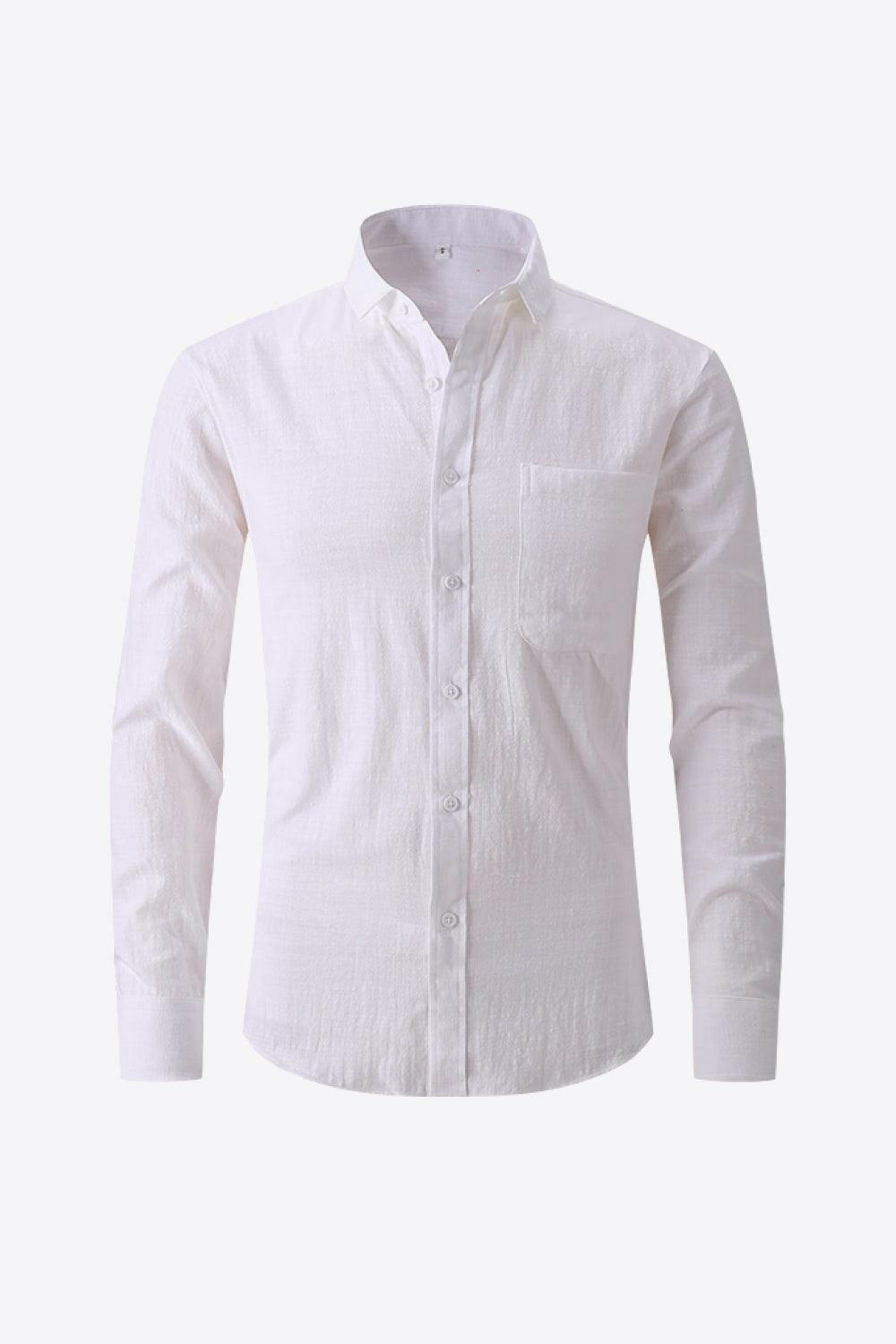 Buttoned Long-Sleeve Collared Shirt 