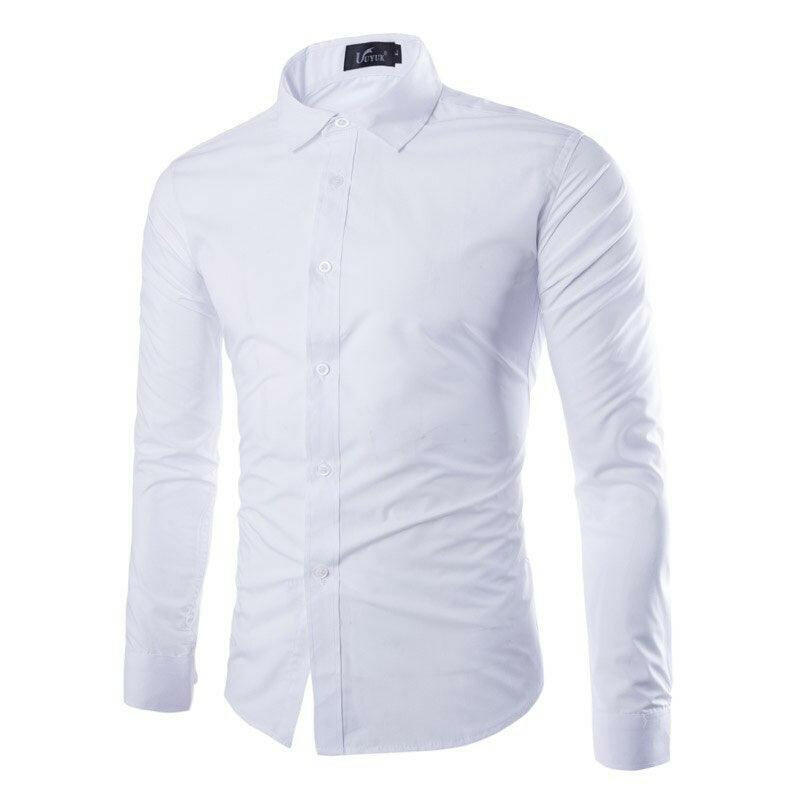 Single Breasted Mens Slim Fit Dress Shirt 