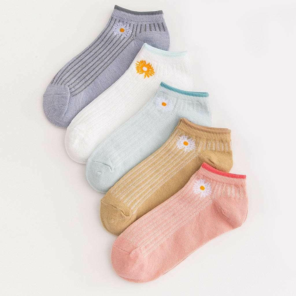 5 Pairs Polyester Cotton Breathable Short Socks 