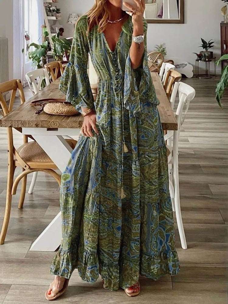 Women's Boho Floral Print Dress