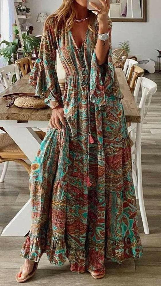 Women's Boho Floral Print Dress