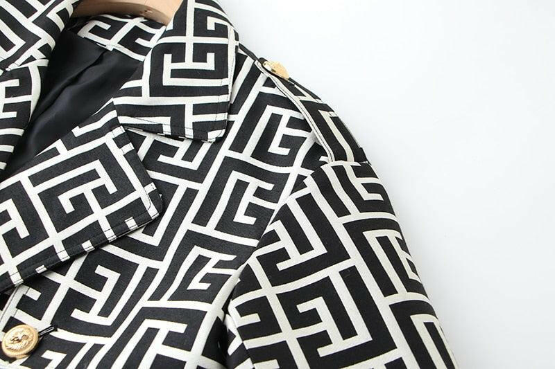 Geometric Pattern Long Trench Coat | On sale | Cotton