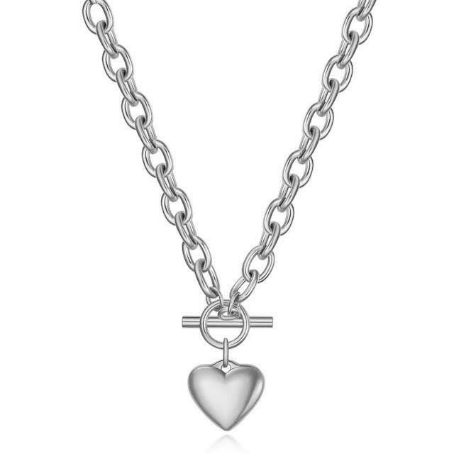 Heart Necklace and Bracelet Set 