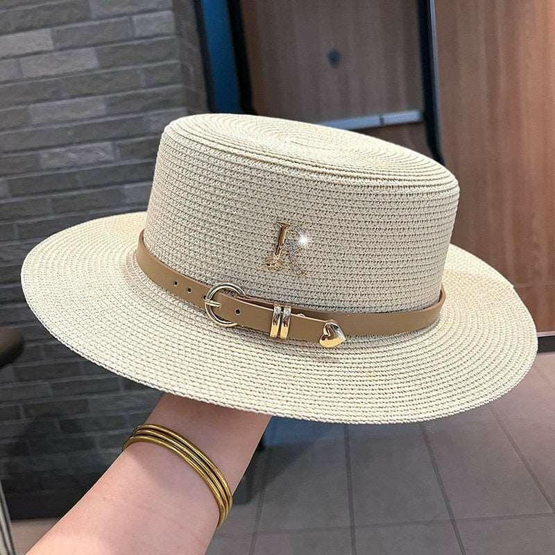 JUST FOR FUN Letter R Buckle Straw Hat 