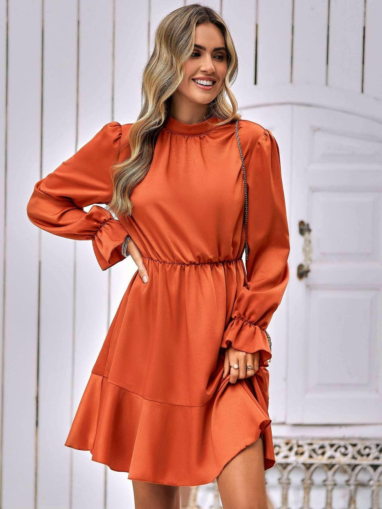 Flare Dress Long Sleeve Mini Dress 