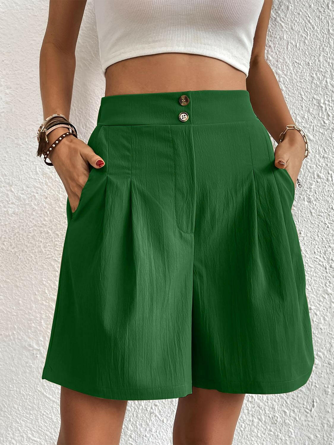 Ruched Polyester Shorts with Elastic Waist