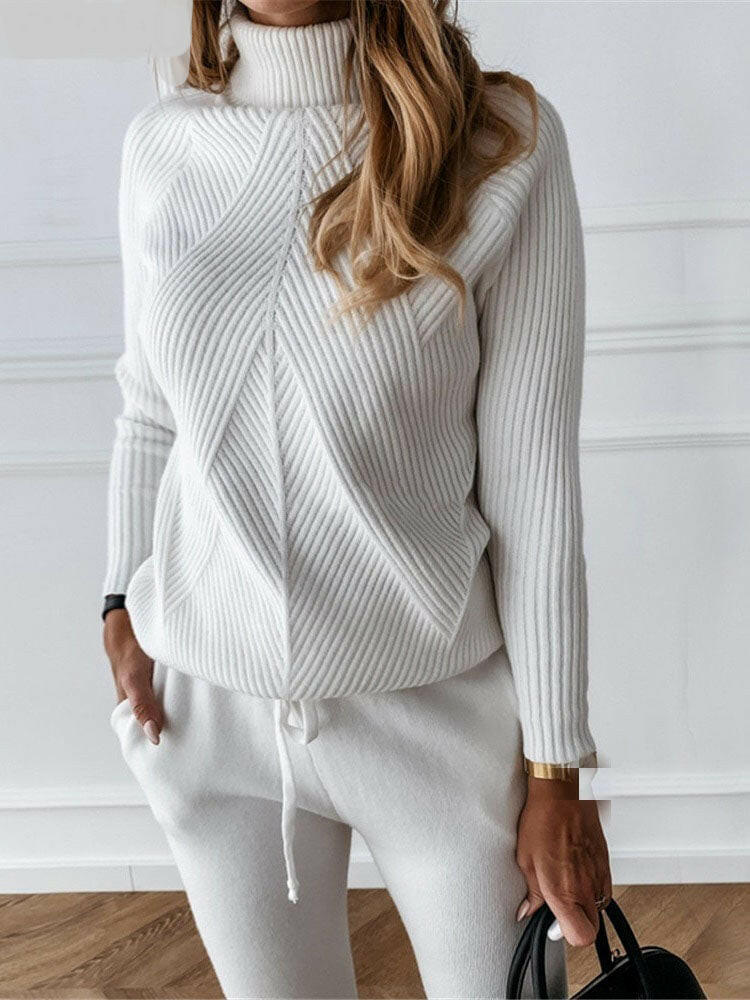 Striped Turtleneck Sweater and Trousers Suit | On sale |