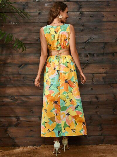 Yellow Floral Sleeveless Dress