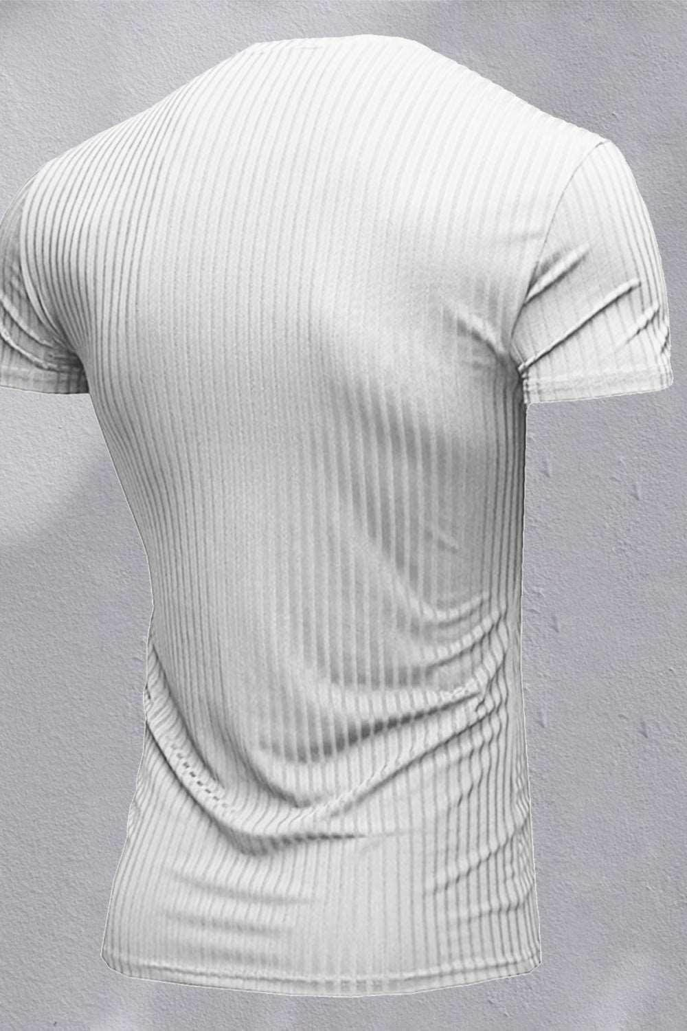 Ribbed V-Neck Short Sleeve Tee 