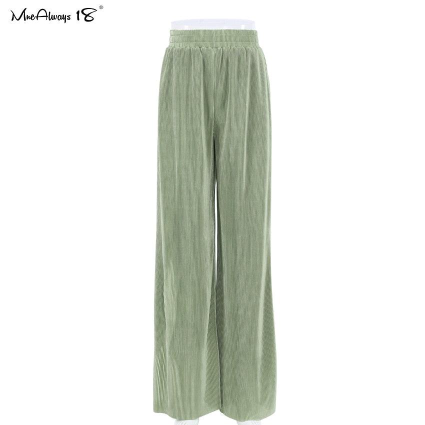 Pleated Wide Leg Womens Pants 