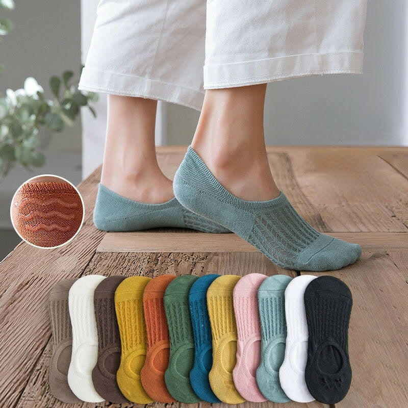 Women's Thin Mesh Invisible Boat Socks (5 pairs) 